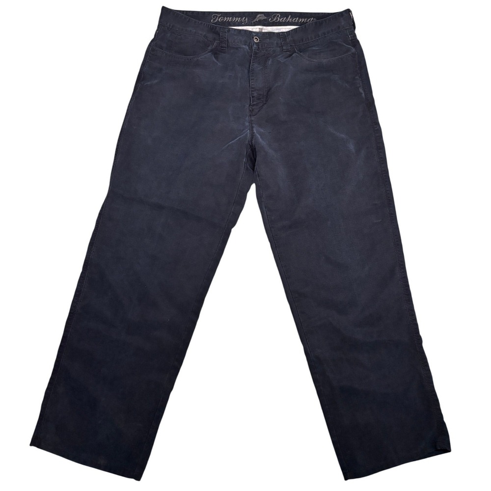 Tommy Bahama‎ Pants Mens 38 Navy Blue Tencel Cotton Relaxed Straight Leg Casual